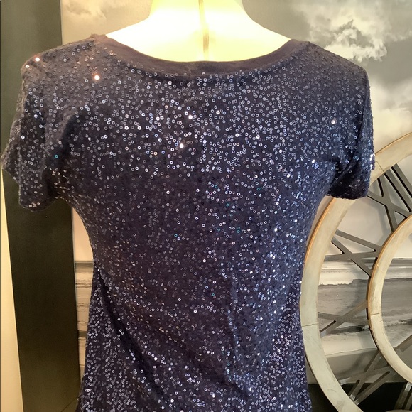 Calvin Klein Navy Sequin Tee in M - Picture 6 of 9